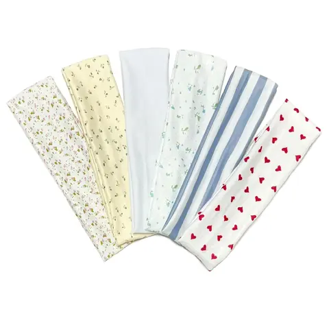 6 Pieces Fashion Floral Print Chic Cute Headbands for Women, Elastic Non-Slip Soft Cloth Fabric, Y2K Hair Accessories, Back to School Gifts, Floral Hairband
