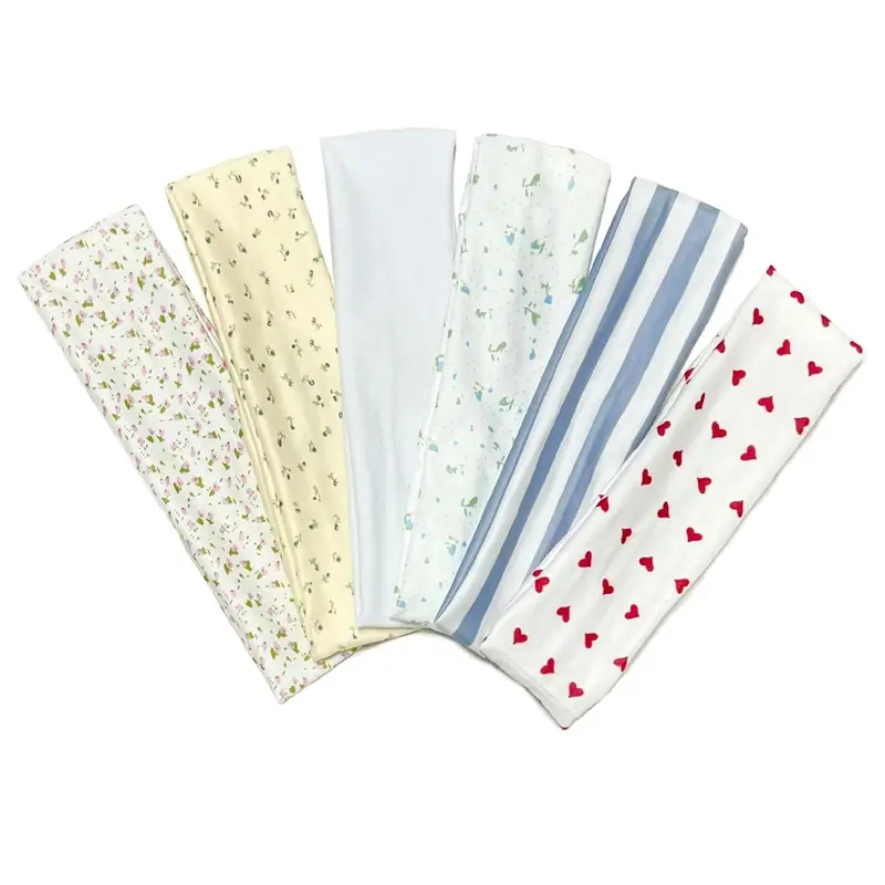 6 Pieces Fashion Floral Print Chic Cute Headbands for Women, Elastic Non-Slip Soft Cloth Fabric, Y2K Hair Accessories, Back to School Gifts, Floral Hairband
