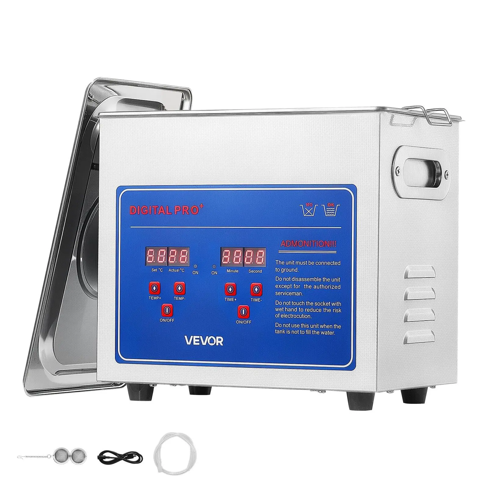 【SummerFinds】VEVOR Ultrasonic Cleaner 3L-Class Capacity Ultrasonic Parts Cleaner 40kHz, Digital Time and Temp Control, Stainless Steel Ultra Sonic Cleaning Machine with Cleaning Baskets, for Jewelry, Small Items