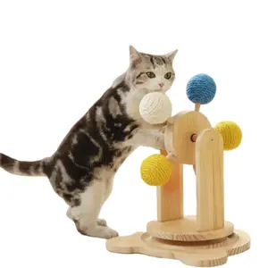 Funny Cat Turntable Sisal Ball Cat Ferris Wheel Carousel Toy Solid Wood Carousel Cat Scratch Board  Sisal Hemp Grinding Claws  Teasing Cats  Not Falling Chips