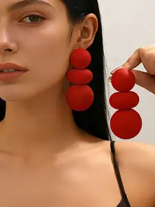Fashion Classic Geometric Shape Colorful Painted Alloy Thick Studs Earrings for Women, Daily Wear, Trendy Fashionable Accessories, Stylish and Durable Jewelry Accessory