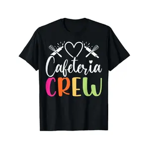 Cafeteria Worker Crew School Cook Lunch Lady Cafeteria Squad T-Shirt 180g, Food Service Apparel, Cafeteria Staff Uniform, Geometric Print, Casual Work Shirt, Durable Material, Medium Stretch Fabric, Service Apparel, Work Tshirt, Restaurant Staff