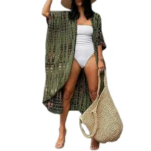 Bsubseach Stylish Tie Dye Open Front Long Kimono Swimsuit Cover Up for Women Swimwear Cover Ups