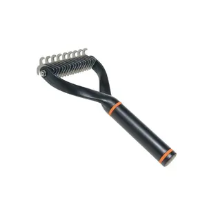 2-in-1 Metal Pet Grooming Brush – Double Sided Shedding & Detangling Comb for Cats and Dogs Undercoat & Matted Fur Tool, Deshedding Tool (Black)