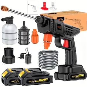 Cordless Pressure Washer, Household Car Wash Water Gun, Portable Pressure Washer, Equipped with Quick Connect Nozzle Hose Connector, Battery And Charger. Power Washer, Suitable for Cleaning Cars, Yards, And Gardens. Gifts for Boyfriend And Father