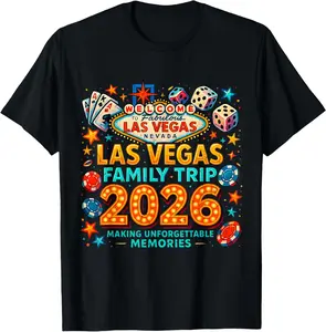 100% Cotton Las Vegas Family Trip 2026 Vacation Design women T-Shirt