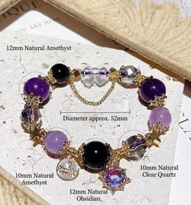 Balance Your Energy with This Spiritual Trio – Natural Amethyst, Clear Quartz & Obsidian Bracelet | Protection • Calm • Amplification