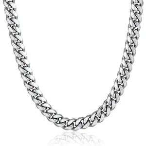 ChainsPro Chunky Miami Cuban Link Chains for Men,Stainless Steel Cuban Chain Necklace,4.8/6/10/14mm Width,No Tarnish& Thick Hip Hop Jewelry,18-30 inch Length, Black/Gold Plated/Silver,Send Gift Box