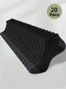 Men's Spring Summer Casual Breathable Thin Patchwork Socks, 20 Pairs, Comfortable and Lightweight, Perfect for All Seasons