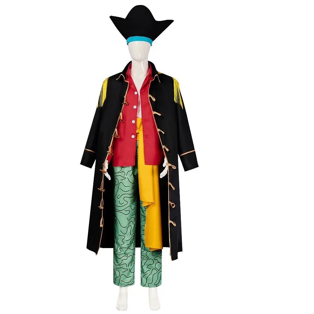 Marshall D Teach Blackbeard Red Shirt Cosplay Costume Set Hat Jacket Pants Belt for Comic Con