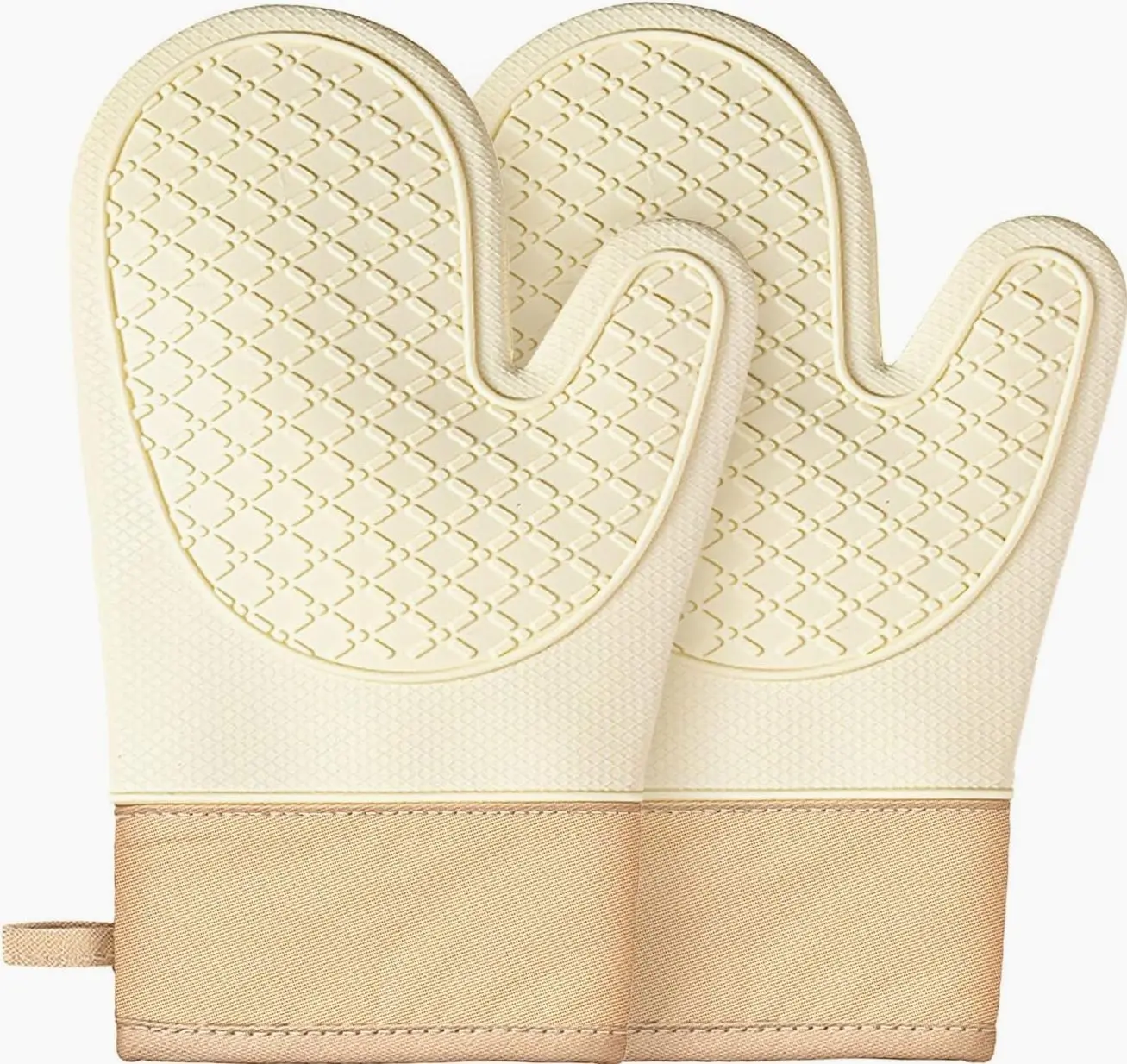 Oven Mitts (2 PCS), Waterproof Non Slip Grip Oven Gloves with Thick Soft Cotton Lining, Universal Fit Heat Resistant Kitchen Gloves for Baking, BBQ, Cooking and Grilling