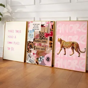 Retro Leopard Wall Art Set Trendy Colorful gallery wall art set Dopamine Y2K Fashion Decor Matchbox Prints Aesthetic Dorm Apartment Decor