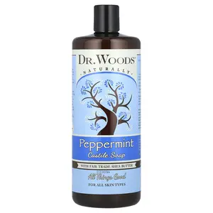 Dr. Woods Castile Soap with Fair Trade Shea Butter, Peppermint , 32 fl oz (946 ml)
