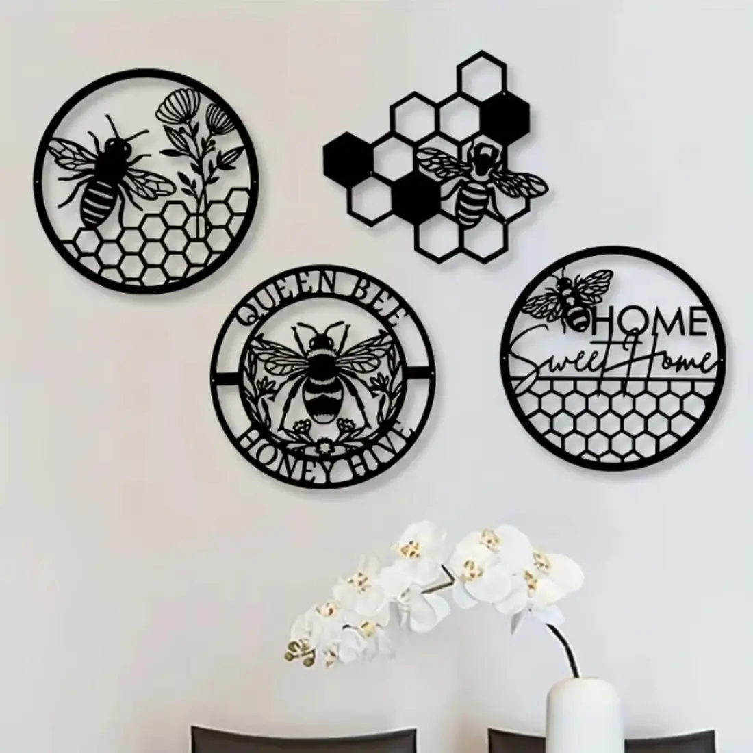 Bee-Shaped Metal Wall Art - Stylish Indoor Ornament for Home & Restaurant Decor, Unique Wall Hanging Decoration, Dining Room Wall Art, Decorative Artwork