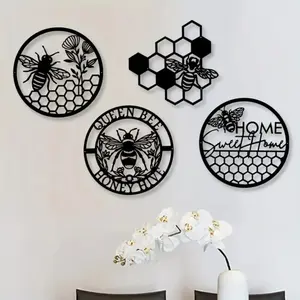 Bee-Shaped Metal Wall Art - Stylish Indoor Ornament for Home & Restaurant Decor, Unique Wall Hanging Decoration, Modern Home Decoration