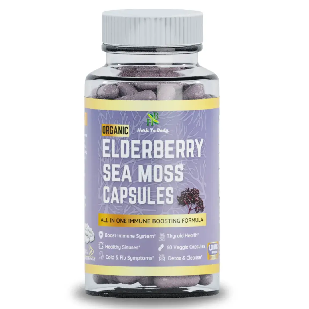 Elderberry Sea Moss Capsules | 60 Capsules | Vegan | Wildcrafted | Herb To Body