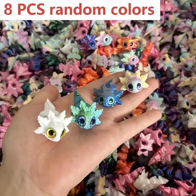 8pcs 3D Printed Cute Axolotls, Colorful Desktop & Home Decor, Mixed Colors, Fun Expressions, Perfect Holiday Gift, Halloween, Christmas, Thanksgiving, Decorative Figurines