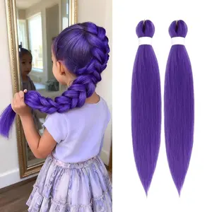 2 Pcs Purple Braiding Hair Pre-Stretched 26 ng Hair Extensions Synthetic Crochet Braids