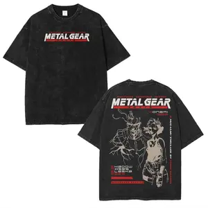 Metal gear solid nuclear 1998 solid snake Men's Wash 2 sided printing Unisex Game Shirt movie gamer gift Menswear Tops graphic tee game fan