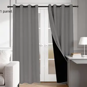 1pc Bedroom 100% Blackout Curtains with Black Coating Backing Thermal Insulated Privacy Protect Window Drapes for Master Suite and Living Room Aesthetic Solid Color Grommet Top Single Panel Modern Drapes Blackout Window Cover