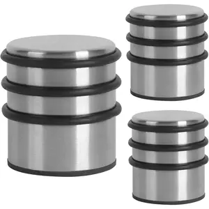 3 count Heavy Weight Door Stopper, No DrillStainless Steel Door Stop with Protective Rubber Bands Door Wedge for Office, , Garage, Laundry Door