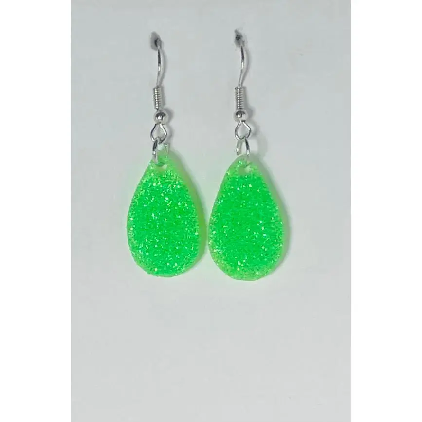 Mini Glitter Dangle Earrings in Lime Green Color for Unisex