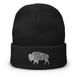 Bison Embroidered Beanie - Honoring First Nations, Inuit, Native American Indigenous Cultures