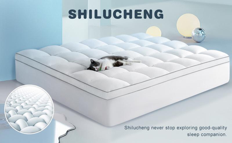 Shilucheng Mattress Topper - Extra Thick Soft Mattress Protector Down Alternative Fill, Mattress Pad Cover Cotton Top with 8-21" Deep Pocket, Machine Washable and Comfortable