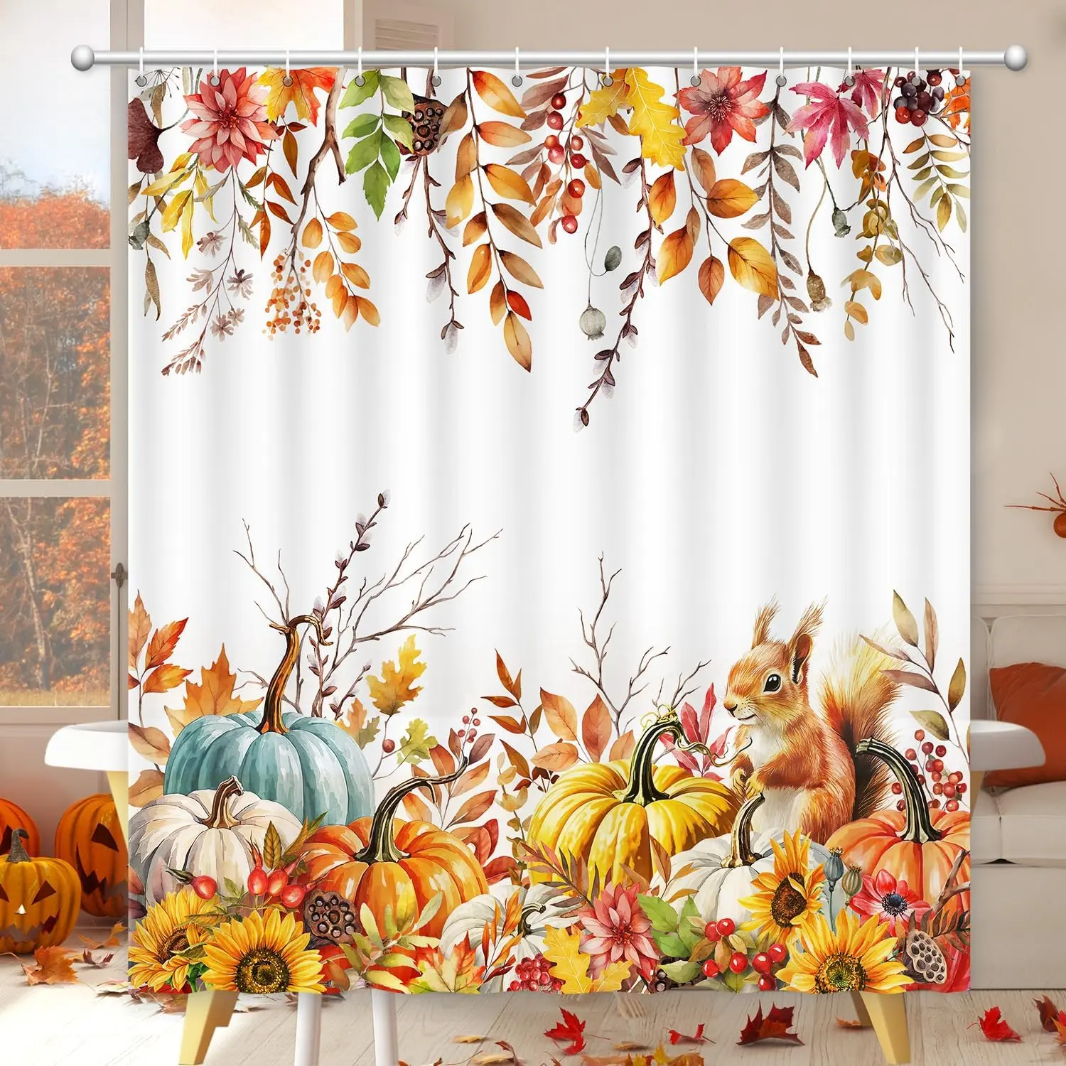 Fallen Leaves Squirrel Pumpkin