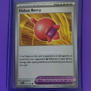 Pokemon Haban Berry SV Prismatic Evolution 2025 Uncommon #111 Trainer Card with Special Damage Reduction Feature
