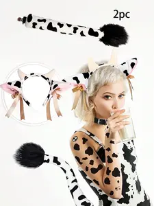2 Piece Set Universal Ear Cover Headband Tail Bell Kit, Role Play Costume Accessories, Unisex Cosplay Props
