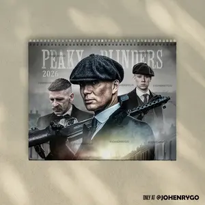 A Year Of Peaky Blinders 2026 Wall Calendar - Thomas Shelby, Shelby Family, Rock Nick Cave, Arctic Monkeys | Home Decor, Office Decor - New Year Fan Gift, Unique Holiday Gift