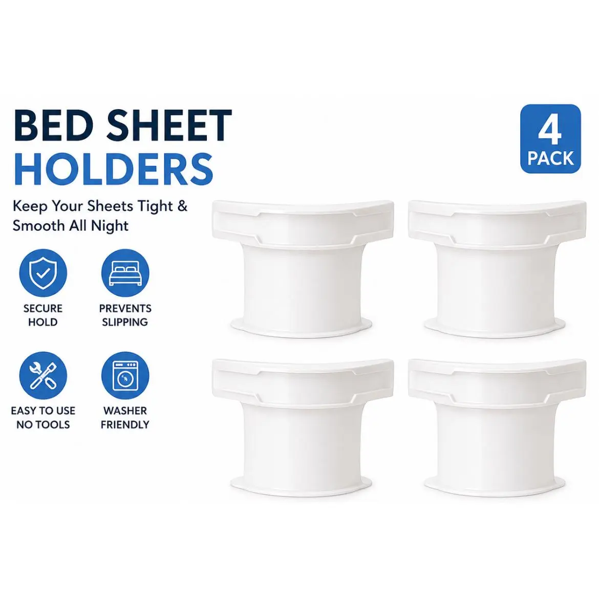 Bed Sheet Holders for Mattress, Adjustable Sheet Clips, No-Slip Sheet Fasteners, Fitted Sheet Grippers, Mattress Sheet Clips, Bed Sheet Keepers