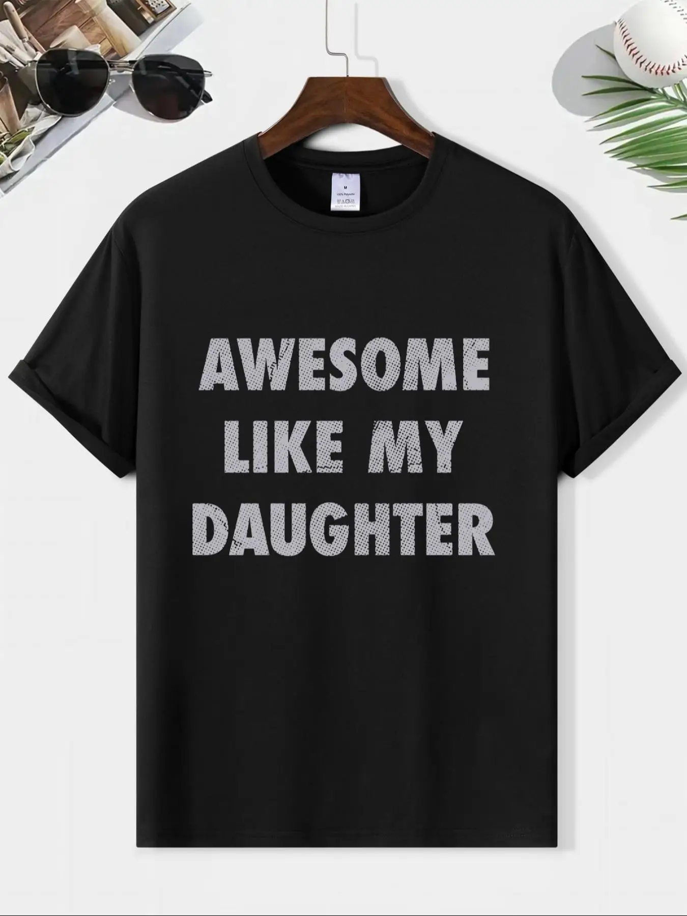 Men's Letter Print Drop Shoulder Tee, Casual Comfy Regular Fit Round Neck T-Shirt for Summer, Men's Top for Daily Wear