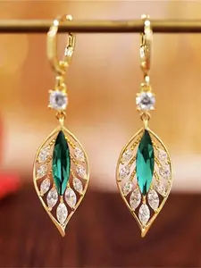 Elegant Leaf Design Rhinestone Decor Dangle Earrings, Fashion Jewelry for Party, Daily Clothing Decor, Trendy All-match & Exquisite Jewelry for Birthday Gift, Trendy Jewellery Accessories, Fashionable Earrings