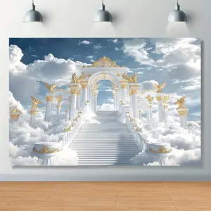 1pc Heavenly Backdrop Elegant Clouds Angel Spotlight Design for Wedding Birthday Graduation Indoor Outdoor Party
