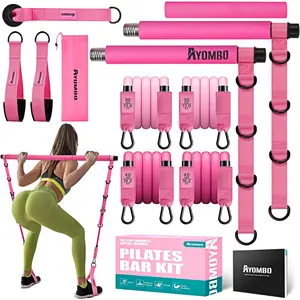 Ayombo Pilates Bar Kit with Adjustable Resistance Bands for Full Body Workouts