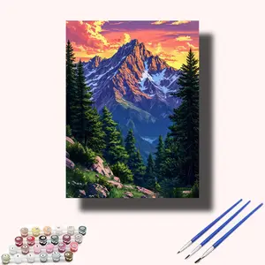 Paint by Numbers Kit, Mountain Lake Tranquil Cloudscape DIY Painting for Beginners with Eco-Safe Brushes & Paints, Family-Friendly Handcrafted Art for Home Decor (Toys & Hobbies DIY Painting Supplies)