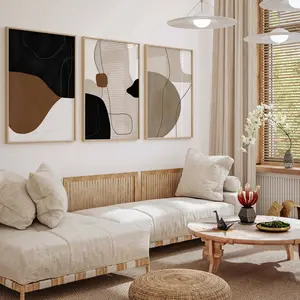 Abstract Wall Art – Set of 3 Boho Mid Century Terracotta Prints, Modern Minimalist Posters for Bedroom & Room Decor, Trendy Apartment Poster, Unframed