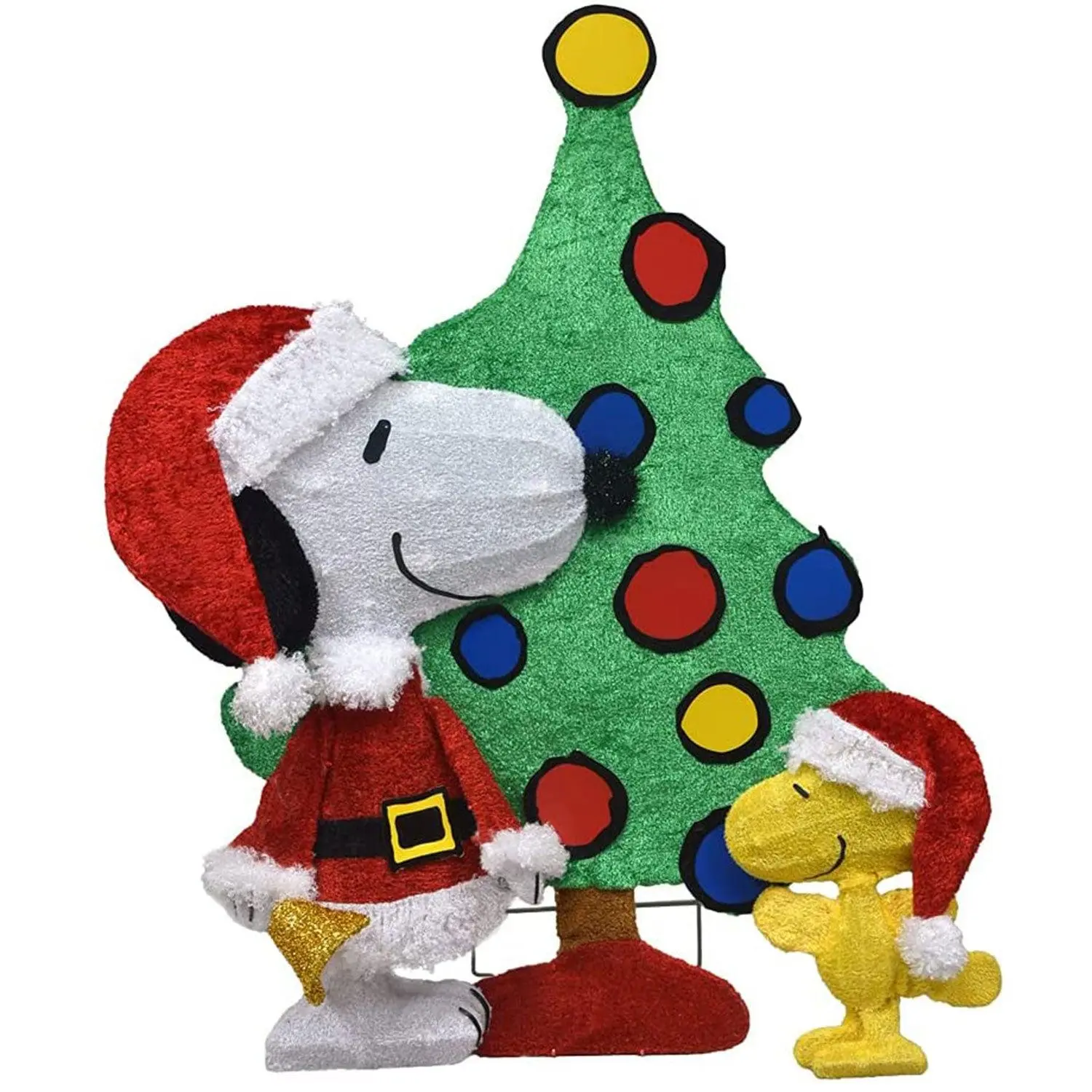 ProductWorks Peanuts Snoopy & Woodstock 32-inch Christmas Yard Decoration with 70 LED Lights Steel Frame Multicolor Ornaments for Indoor & Outdoor Festive Decor