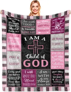Christian Gifts for Women, Baptism/Confirmation Gifts for Girls, Inspirational/Religious Gifts for Women, Catholic Spiritual Gifts, Birthday Gifts for Christian, Bible Verse Blanket 60"x50"