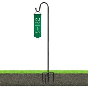 XDW-GIFTS Bird Feeder Pole, 45 INCH Heavy Duty   for Outdoor with 5 Prong Base, Adjustable Stand Hanger for Garden Plant, Hummingbird Feeder, Lantern, Hanging Wedding Decor (1 Pack) Father’s Day gifts/presents，Gifts for father and grandpa hook shepherd