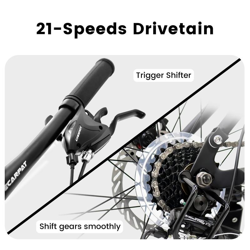 27 Inch 26 Inch 24 Inch Full Suspension Mountain Bike, Front and Rear Dual Shock Absorbers, Mechanical Disc Brakes, 21-Speed, Suitable for Men and Women, Ideal for Travel and Fitness Enthusiasts. trp