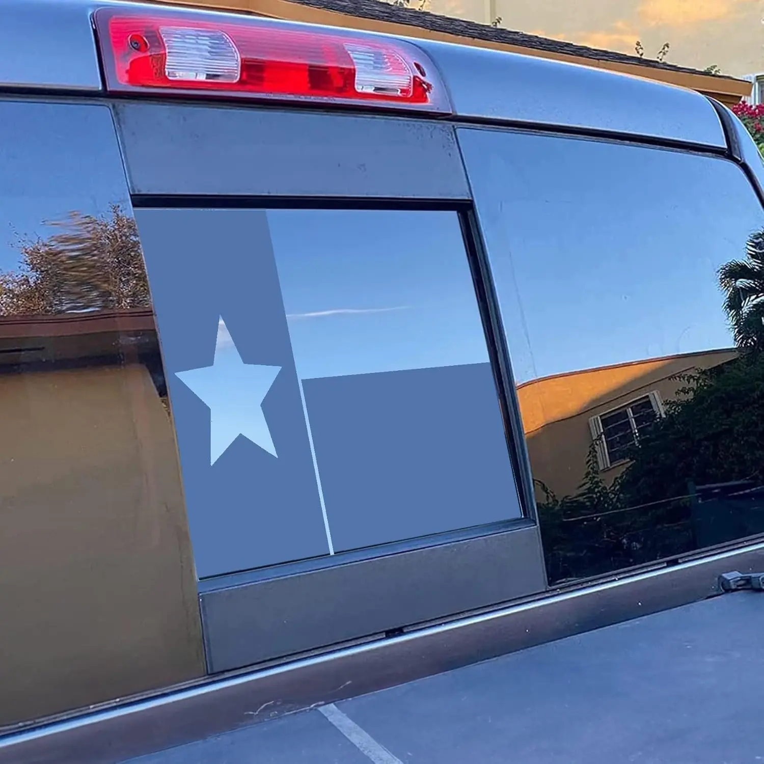 Xinghe for  Chevy Silverado GMC Sierra  Accessories, Back Sliding Window Texas Flag Decal, Matte Black Vinyl Texas Flag Decal