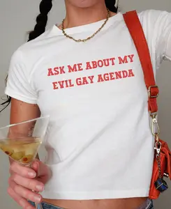 [Sale Up To 40%] Pride Y2k Baby Tee Subtle Pride Festival Tshirt Say Gay Rights Shirt Queer Owned Shop Business Gift Discreet Pride Top Protect Trans