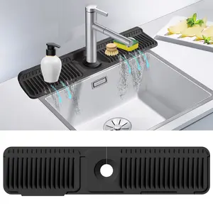 24 Inch Extra Long Silicone Faucet Mat for Kitchen Sink,  Self-Draining Splash Guard, Water Catcher Draining Pad for Counter Protection, Keep Kitchen Sink Area Clean and Dry