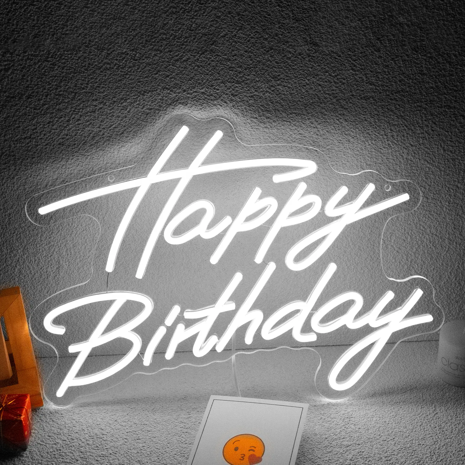 1PC White Happy Birthday Neon, Alphabet Neon, Celebratory Neon Sign. Adjustable Lighting, Can Be Used For Any Age, For Birthday Party Decoration, Living Room, Bedroom, Unisex, Birthday Gifts.