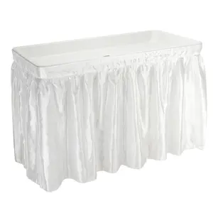 4 FT. Ice Table For Outdoor Party, Fishing Cleaning Folding Table With Matching Skirt, White, Black