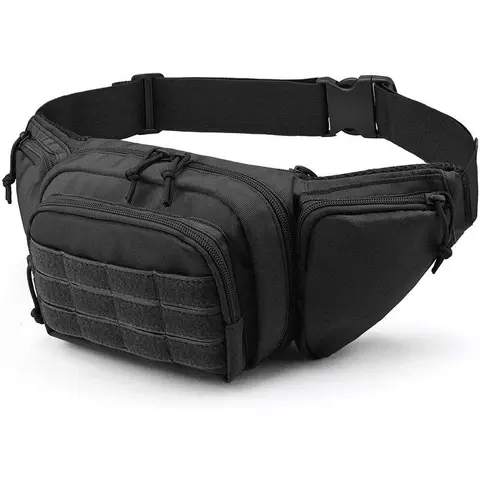 Tactical Handgun Soft Zippered Holster - Black Single Sports Waist Bag with Zippered Main Compartment, Waist Slip Pocket, Gear Pocket, Outdoor Accessory, With Pocket