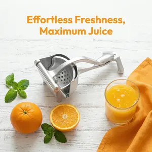 Heavy-duty aluminum alloy manual citrus juicer — effort-saving lever press juicer for oranges, lemons, limes, and pomegranates; easy to clean, BPA-free, commercial-grade quality